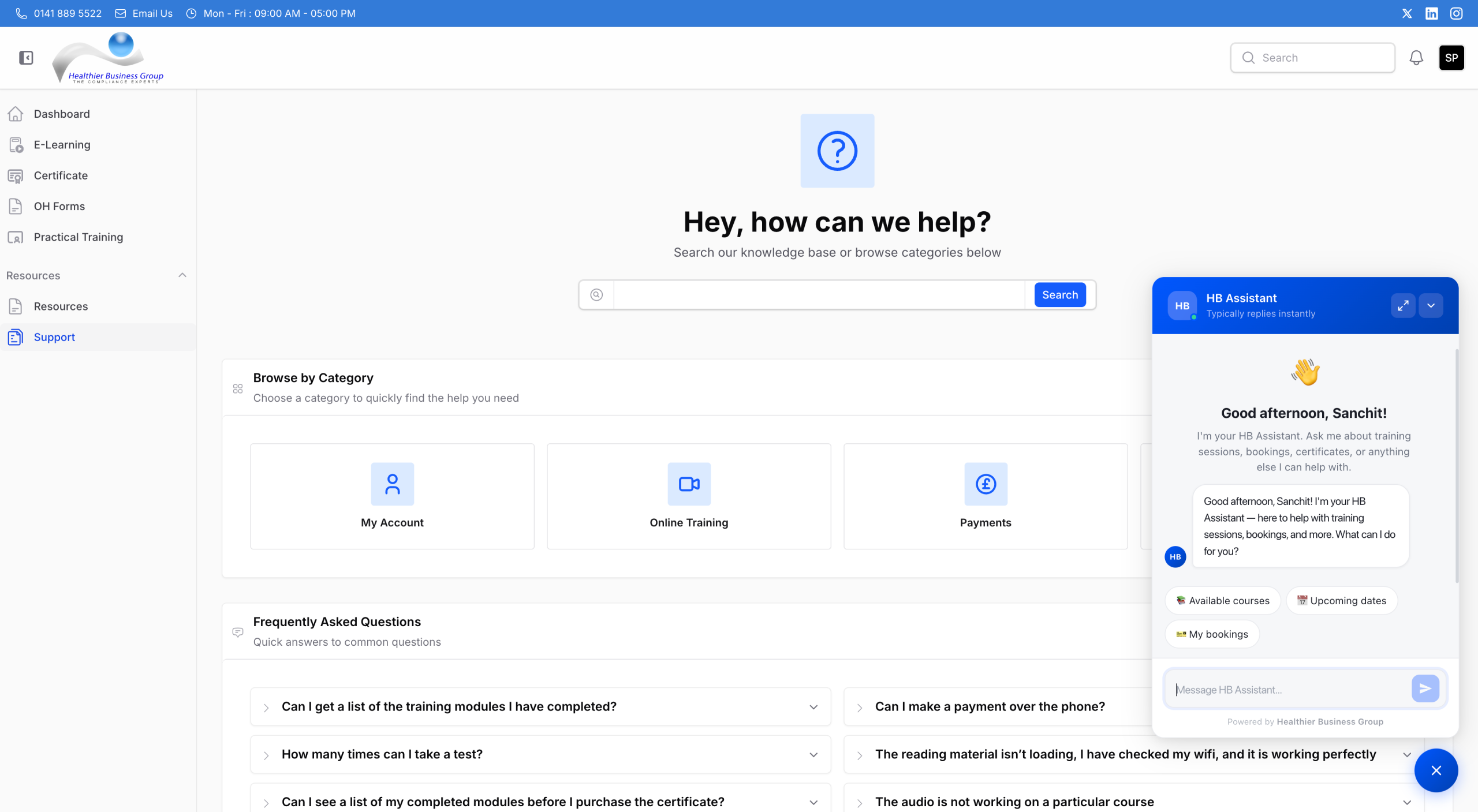 HB Portal Support Centre